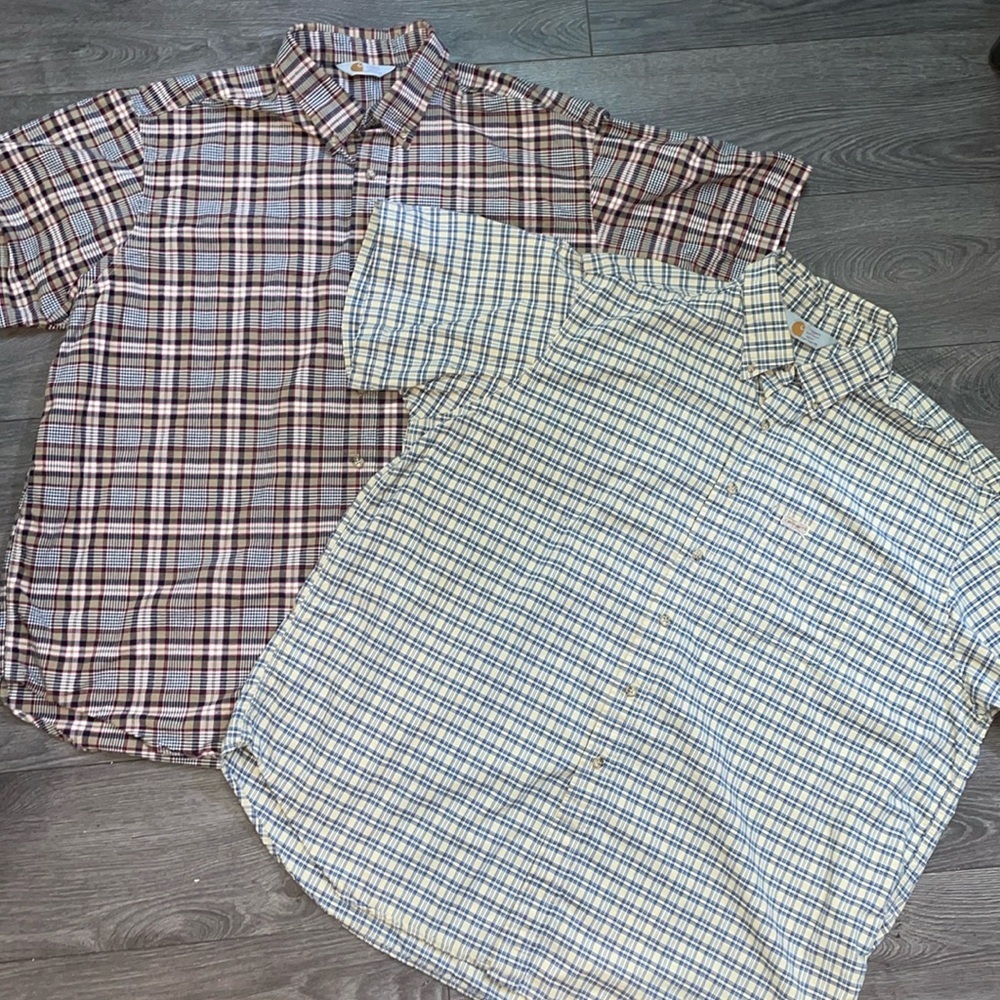Carhartt Plaid Short Sleeve Shirts Mens 2XL Button Up Down